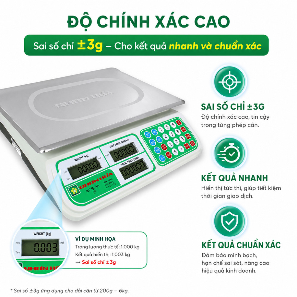  Cân điện tử Nhơn Hòa 30kg ACS-30 - Hàng chính hãng