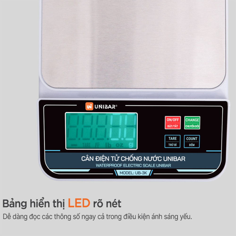 Cân điện tử chống nước Unibar UDC-3K - Hàng chính hãng