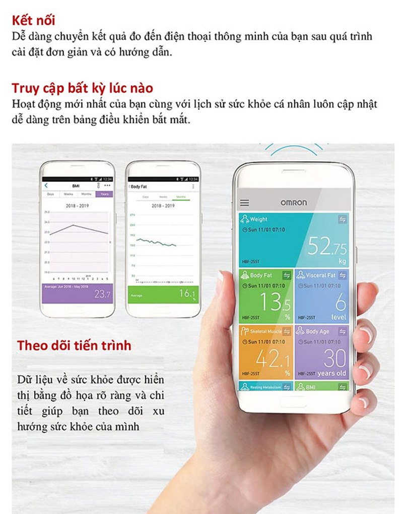 Kết nối Bluetooth và phát triển app sử dụng riêng biệt trên điện thoại để theo dõi tình trạng sức khỏe