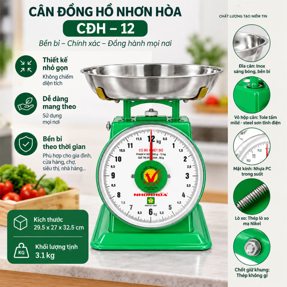 Cân đồng hồ Nhơn Hòa CĐH–12 - Hàng chính hãng