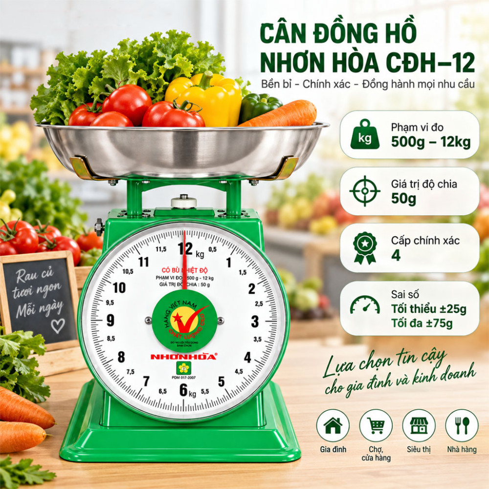 Cân đồng hồ Nhơn Hòa CĐH–12 - Hàng chính hãng