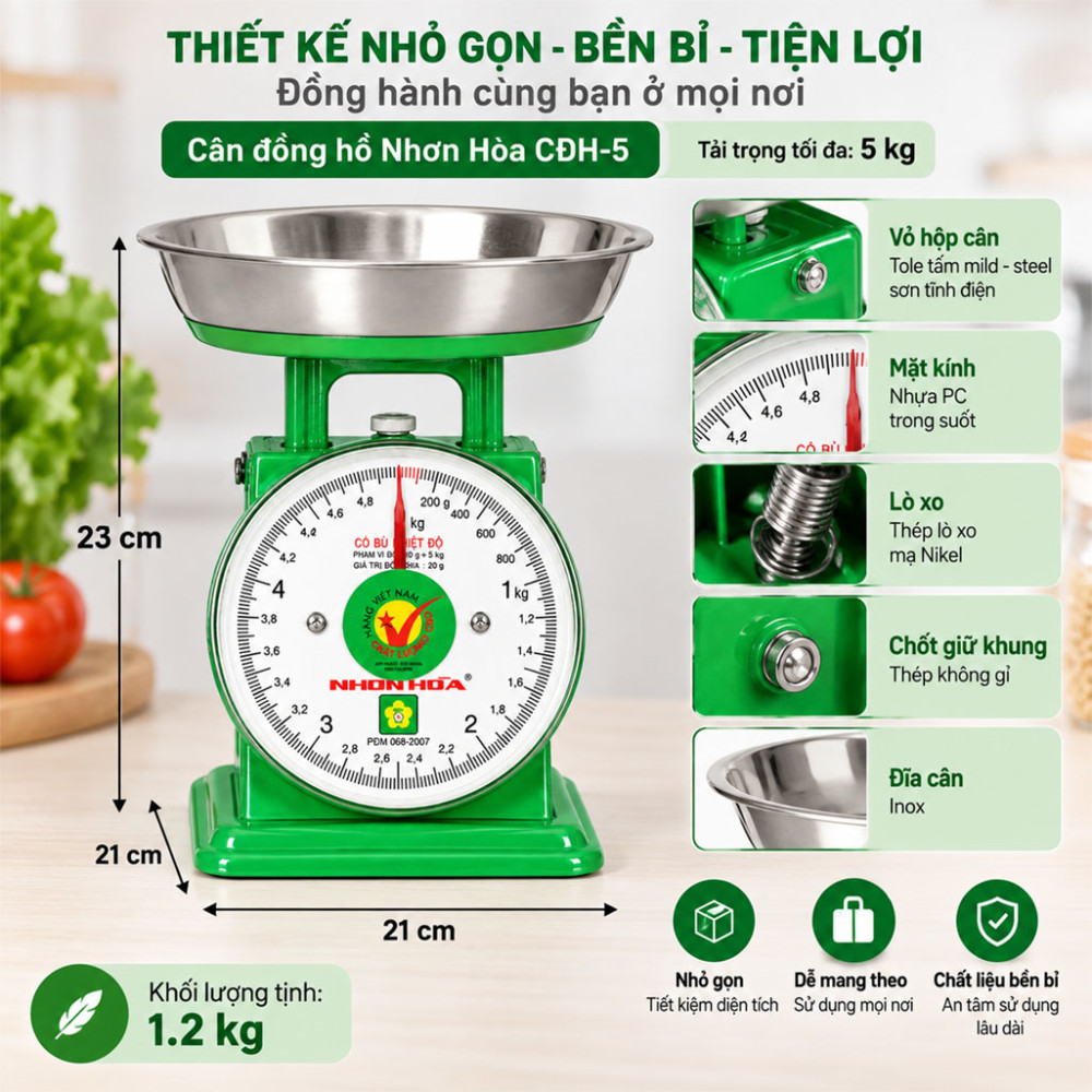 Cân đồng hồ Nhơn Hòa CĐH–5 - Hàng chính hãng