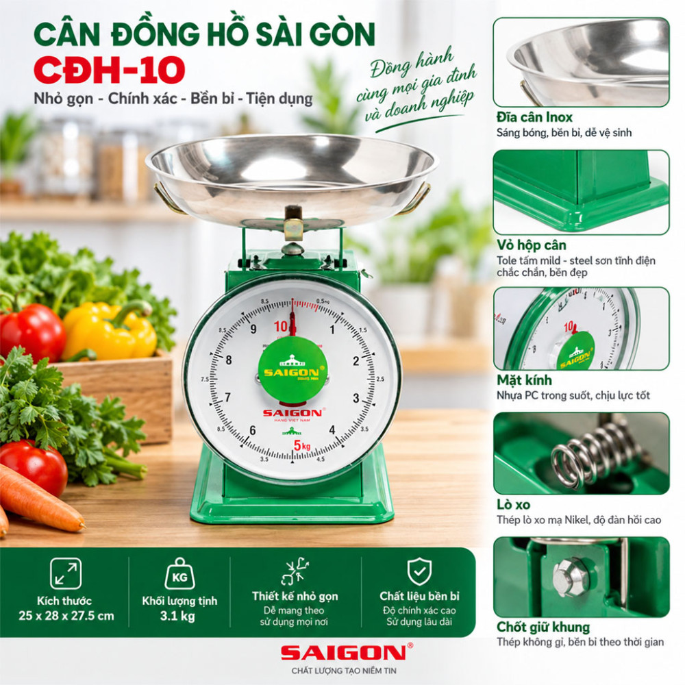 Cân đồng hồ Sài Gòn CĐH–10 - Hàng chính hãng