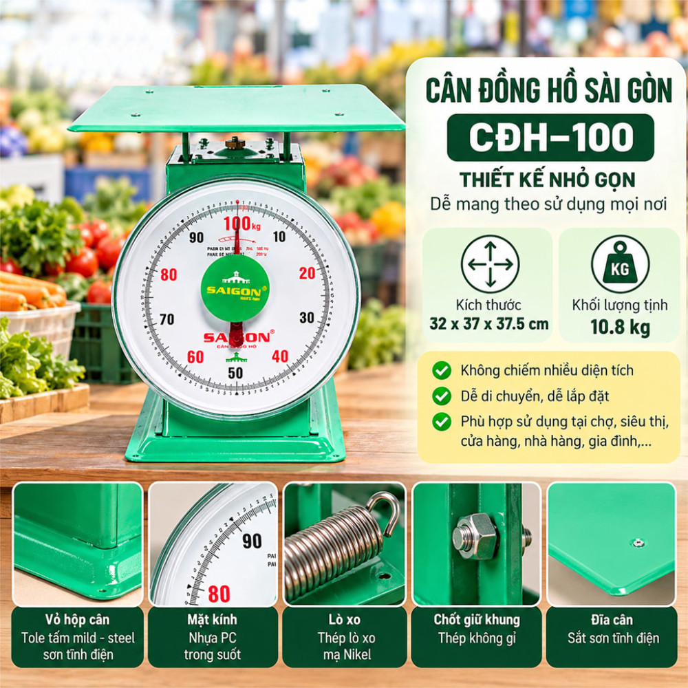 Cân đồng hồ Sài Gòn CĐH–100 - Hàng chính hãng