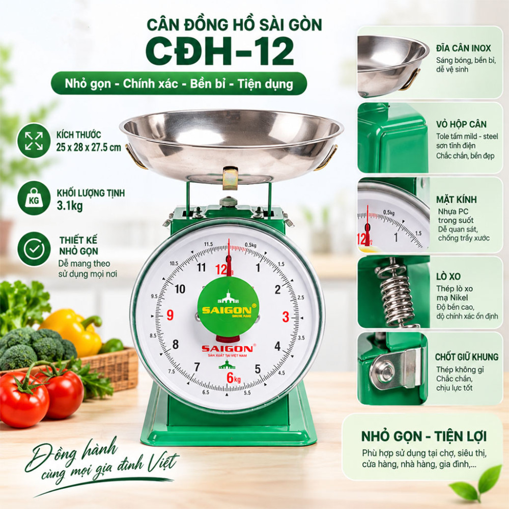 Cân đồng hồ Sài Gòn CĐH–12 - Hàng chính hãng