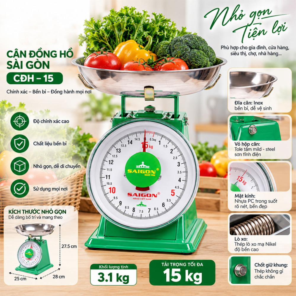 Cân đồng hồ Sài Gòn CĐH–15 - Hàng chính hãng