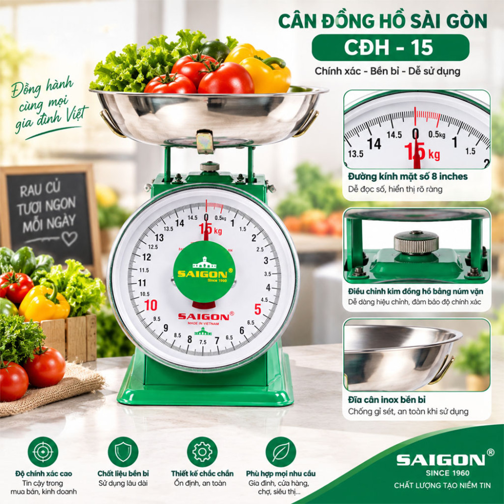 Cân đồng hồ Sài Gòn CĐH–15 - Hàng chính hãng