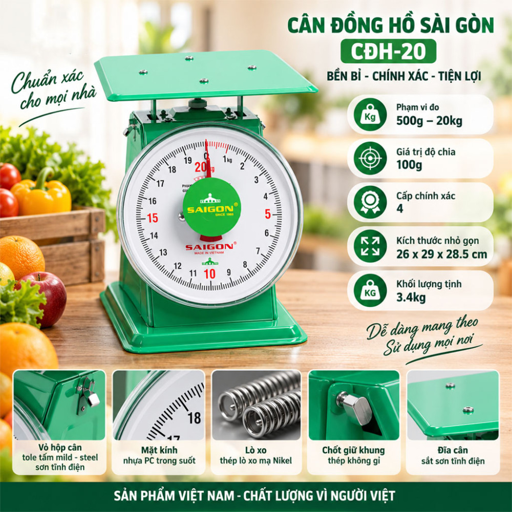 Cân đồng hồ Sài Gòn CĐH–20 - Hàng chính hãng