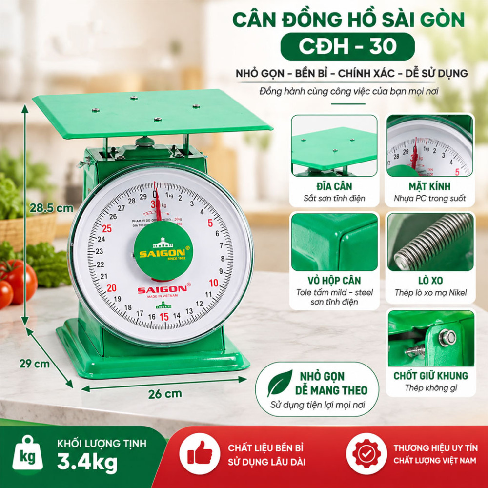 Cân đồng hồ Sài Gòn CĐH–30 - Hàng chính hãng