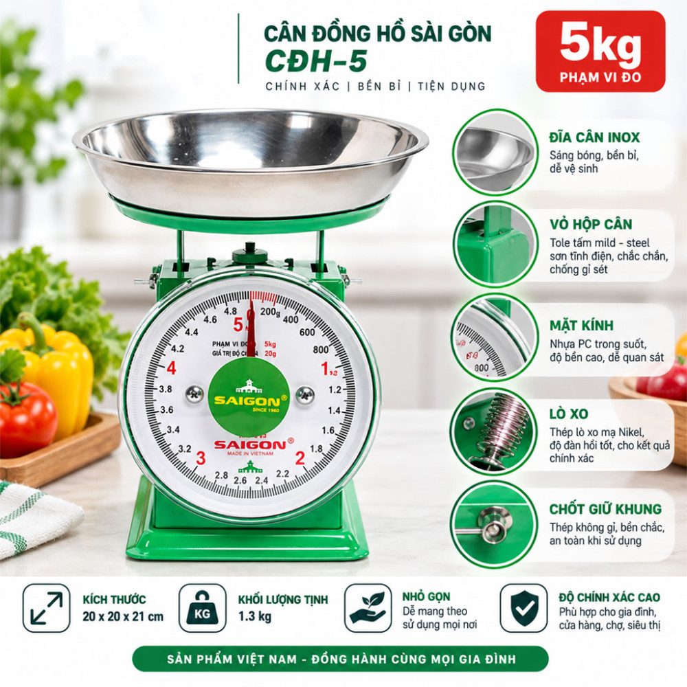 Cân đồng hồ Sài Gòn CĐH–5 - Hàng chính hãng