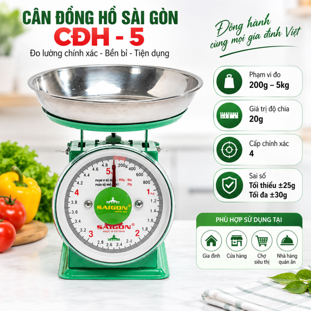 Cân đồng hồ Sài Gòn CĐH–5 - Hàng chính hãng