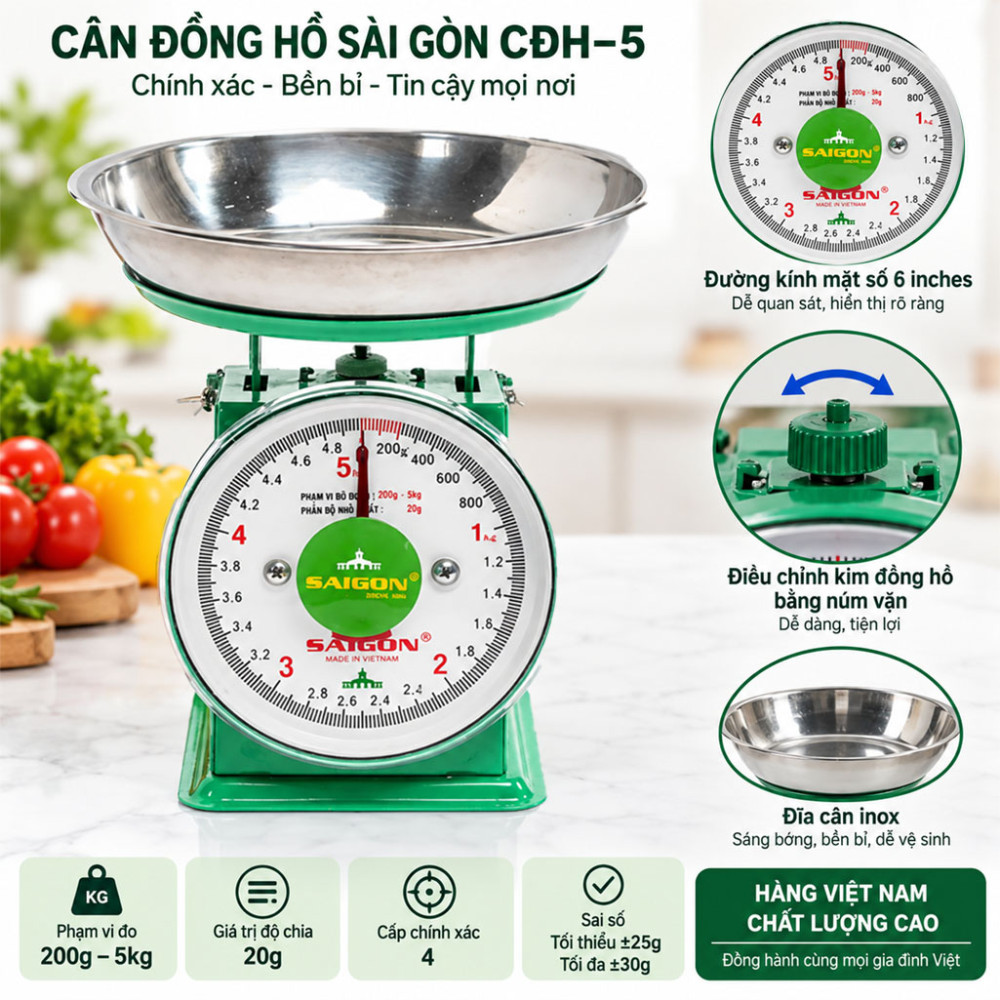 Cân đồng hồ Sài Gòn CĐH–5 - Hàng chính hãng