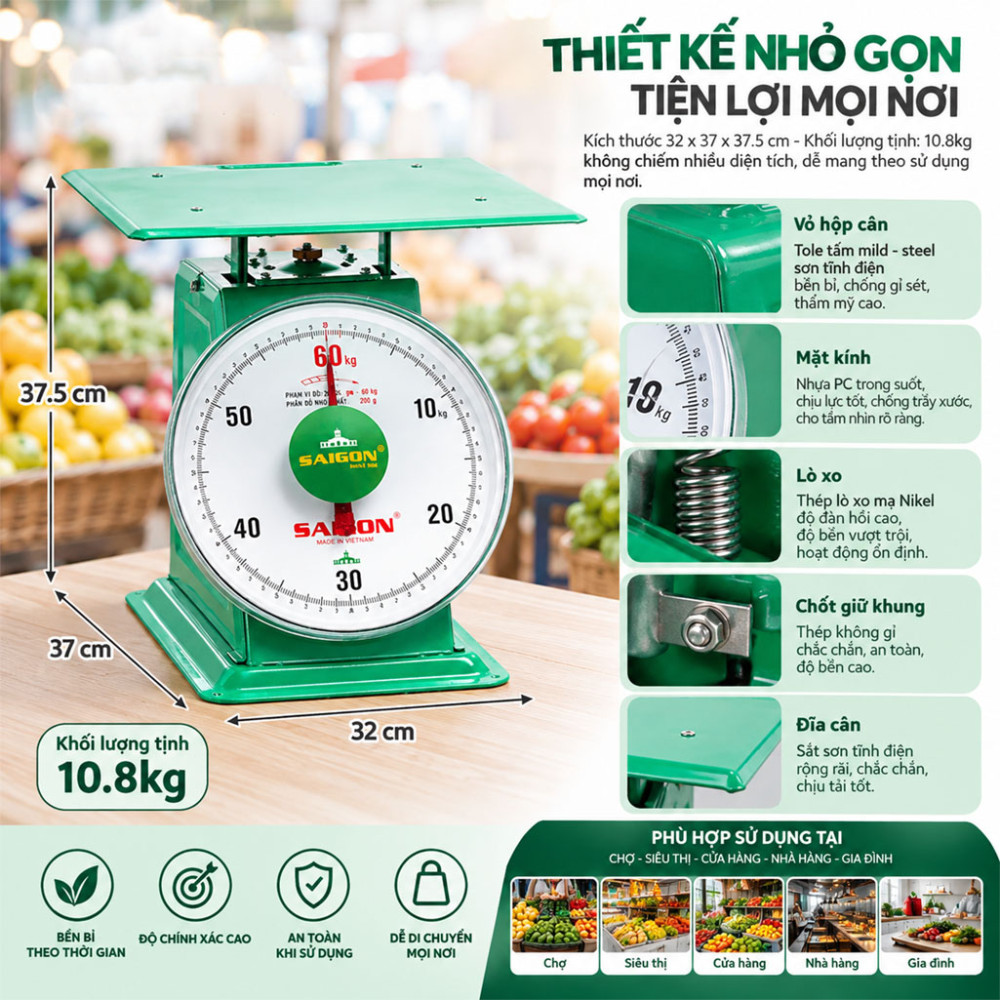 Cân đồng hồ Sài Gòn CĐH–60 - Hàng chính hãng
