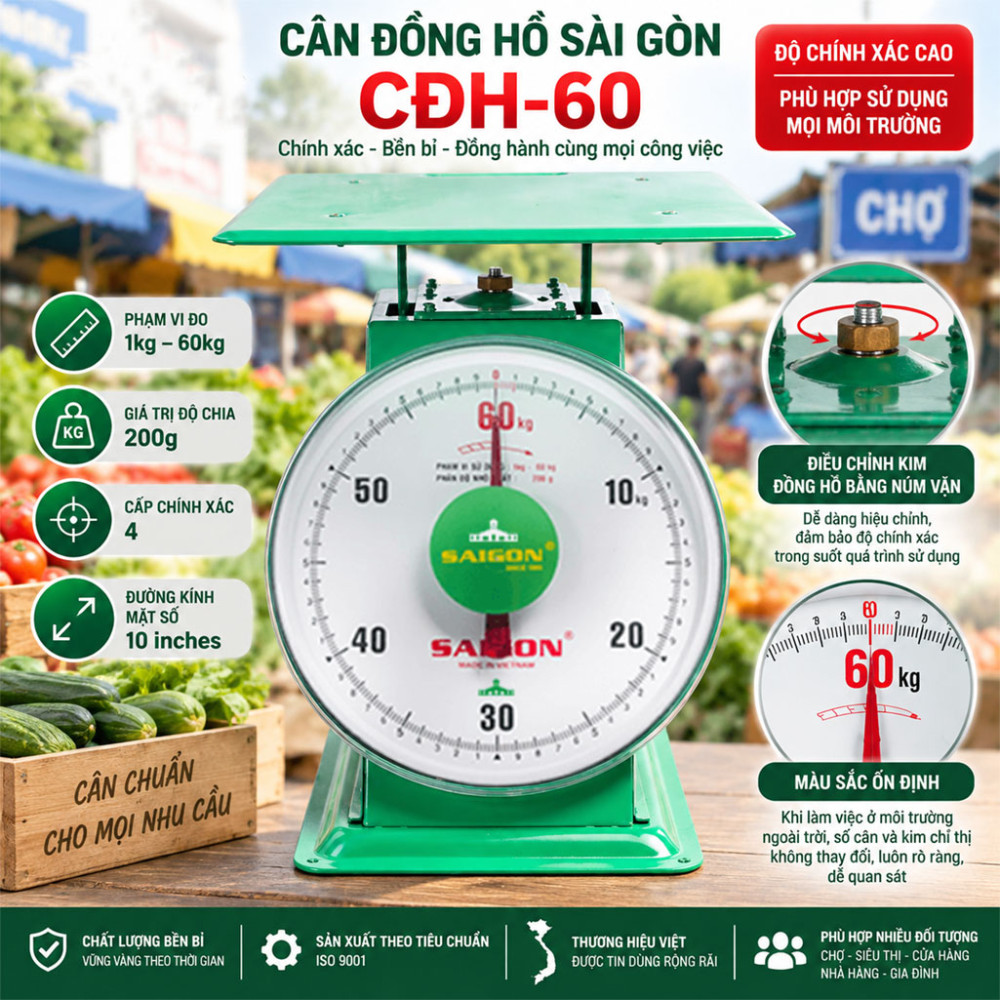 Cân đồng hồ Sài Gòn CĐH–60 - Hàng chính hãng