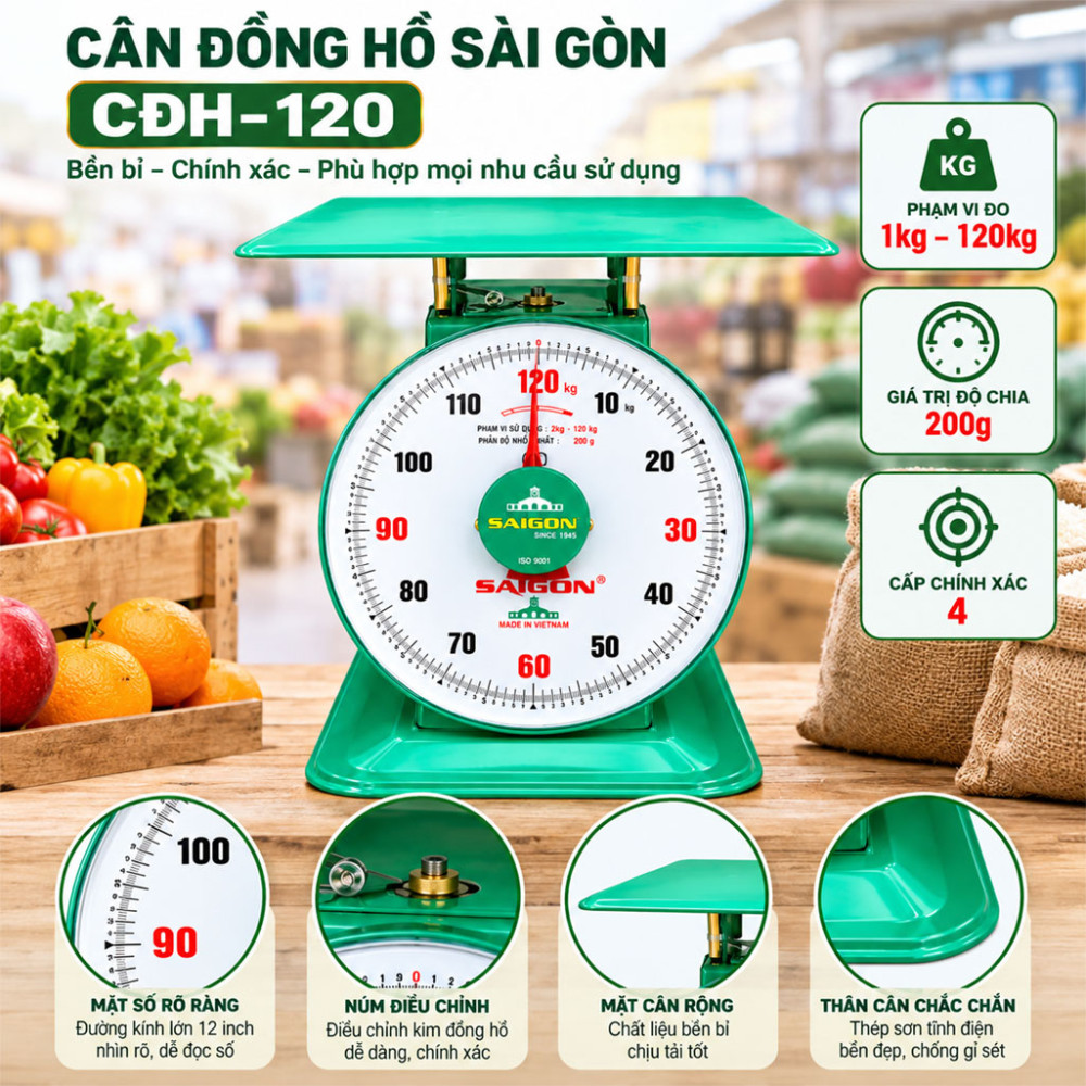 Cân đồng hồ Sài Gòn CĐH–120 - Hàng chính hãng