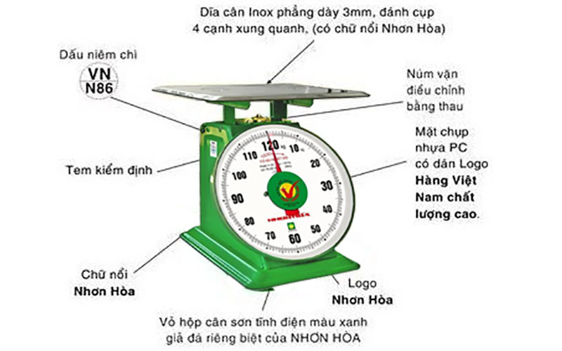 Cân đồng hồ lò xo Nhơn Hòa 120Kg CĐH-120-12