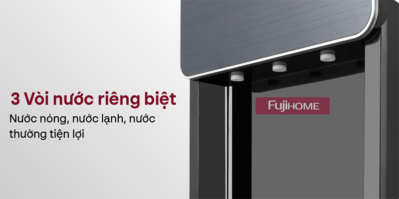 Thiết kế 3 vòi nước của Cây nước nóng lạnh Fujihome WD675C-W/Y/B