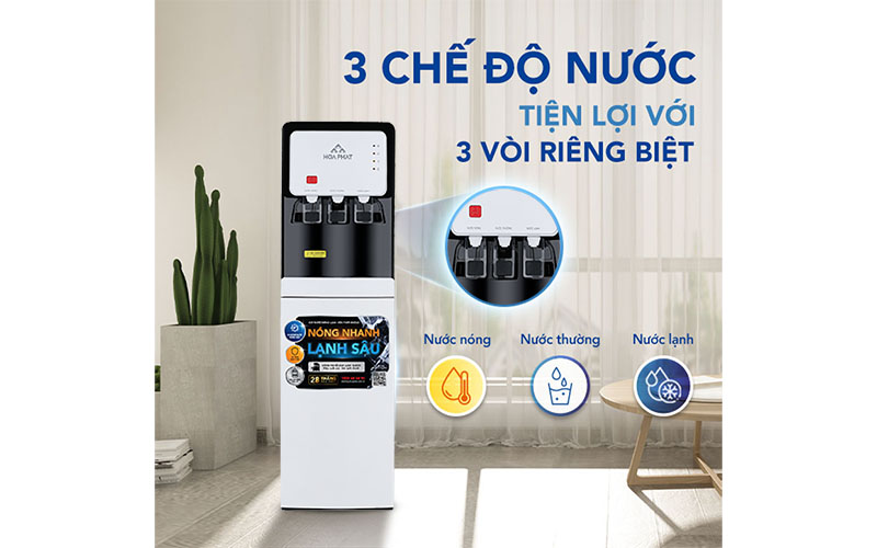 3 chế độ nước của Cây nước nóng lạnh hút bình Hòa Phát HHC363