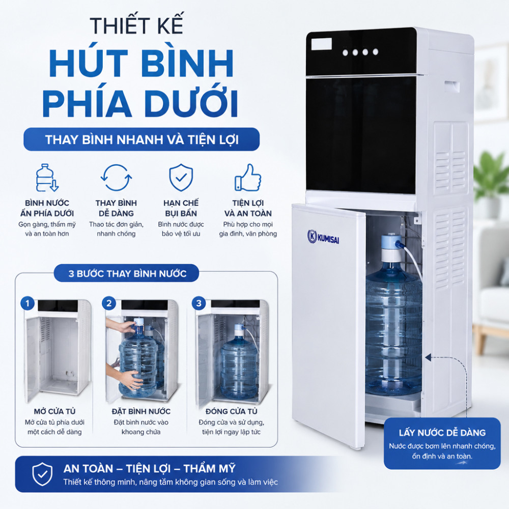 Cây nước nóng lạnh hút bình Kumisai KMS X9 - Hàng chính hãng