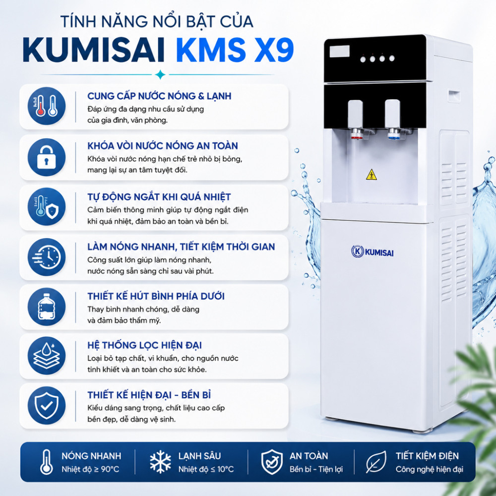 Cây nước nóng lạnh hút bình Kumisai KMS X9 - Hàng chính hãng