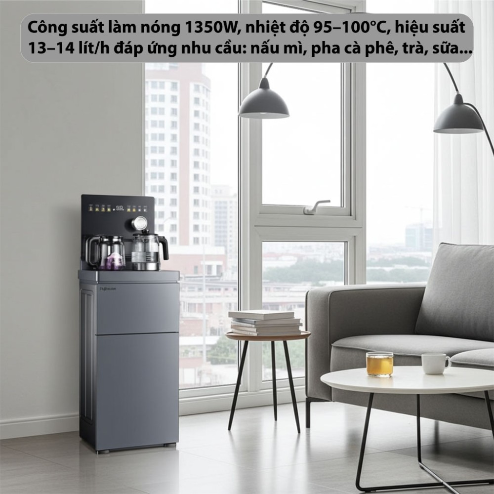 Cây nước nóng lạnh kết hợp bàn pha trà Fujihome TB2411N-VOICE - Hàng chính hãng