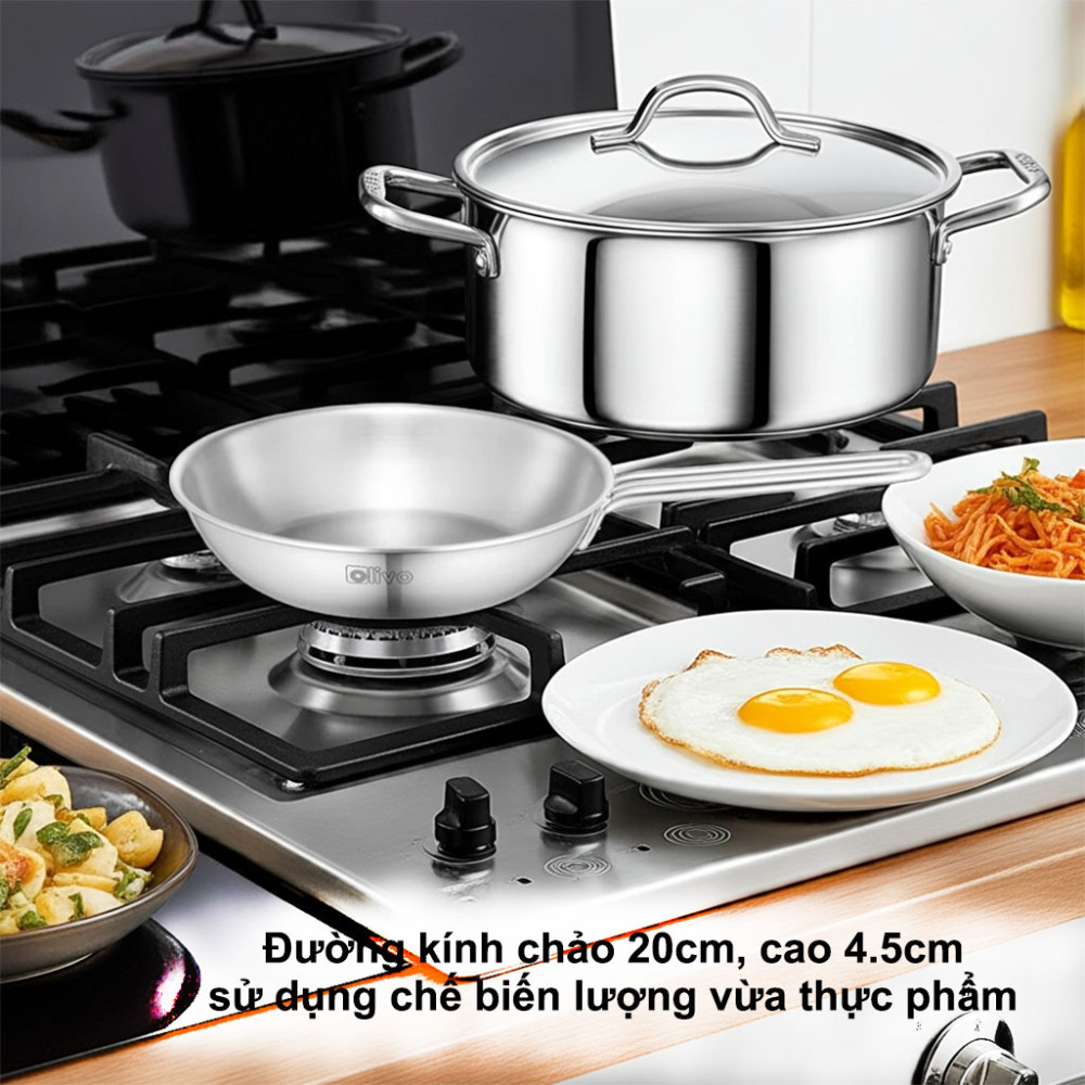 Chảo inox Olivo P2045 20cm - Hàng chính hãng