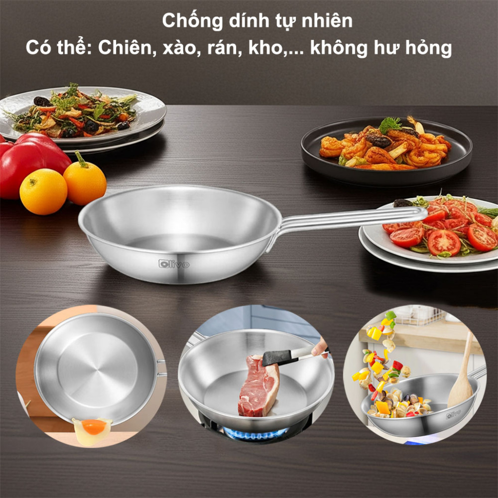 Chảo inox Olivo P2045 20cm - Hàng chính hãng