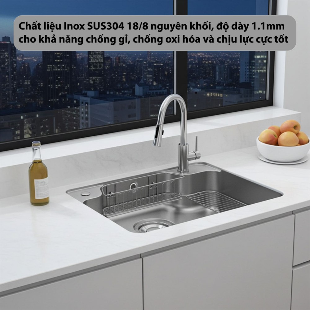 Chậu rửa bát Inox GrandX GX7548JP - Hàng chính hãng