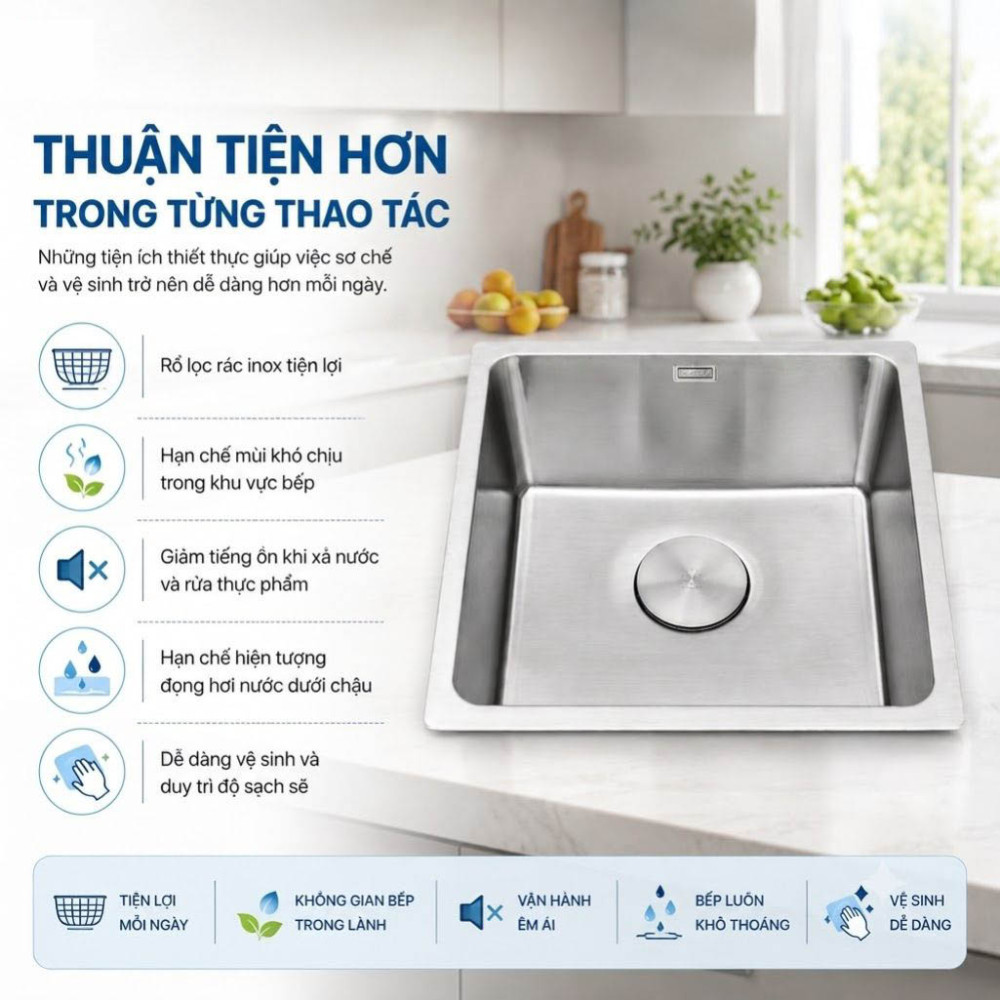 Chậu rửa chén 1 hố inox 304 Malloca MS6054 - Hàng chính hãng