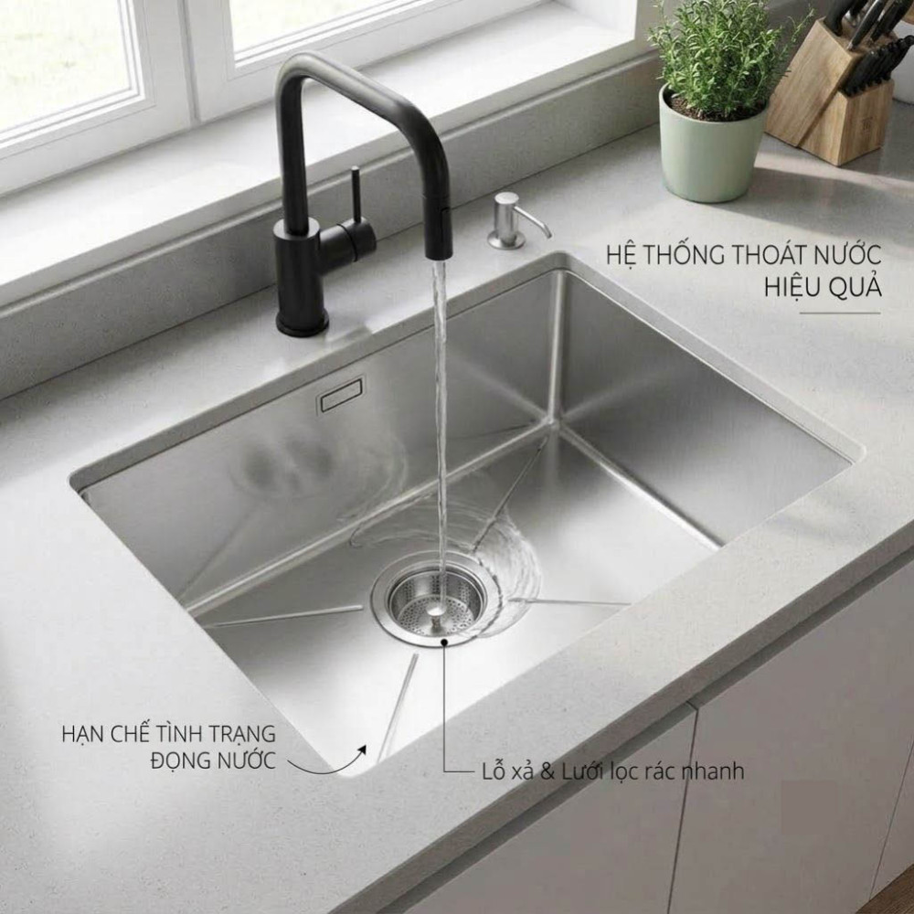 Chậu rửa chén 1 hố inox 304 Malloca MS6054 - Hàng chính hãng