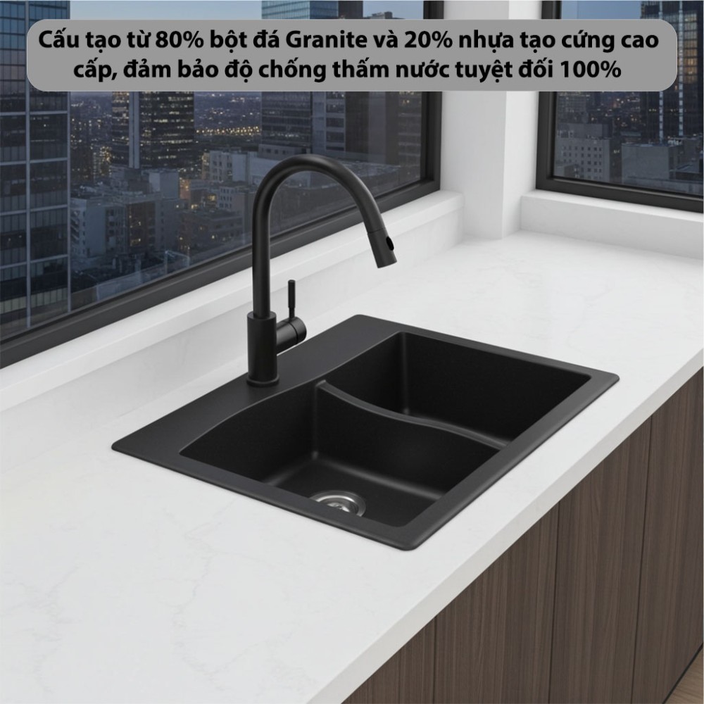 Chậu rửa đá đôi Kaff GRANITE KF-7948SJ - Hàng chính hãng