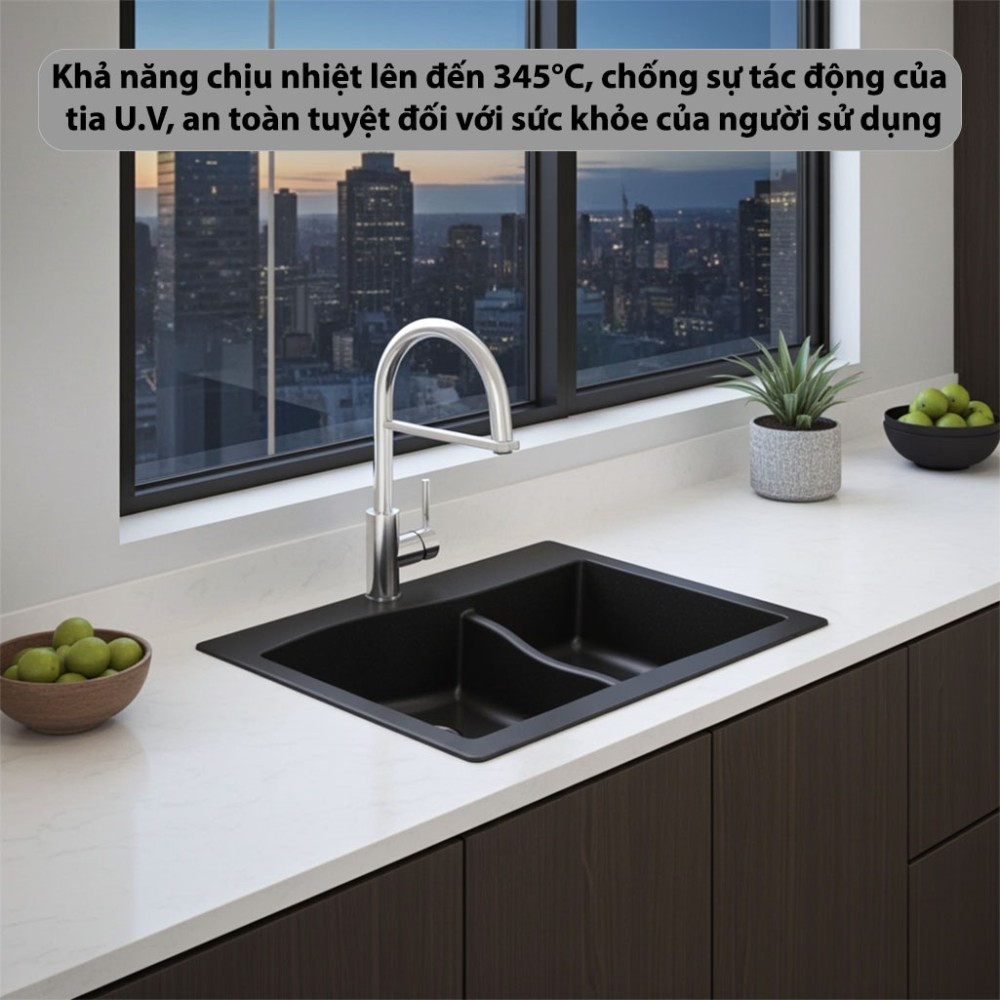 Chậu rửa đá đôi Kaff GRANITE KF-7948SJ - Hàng chính hãng