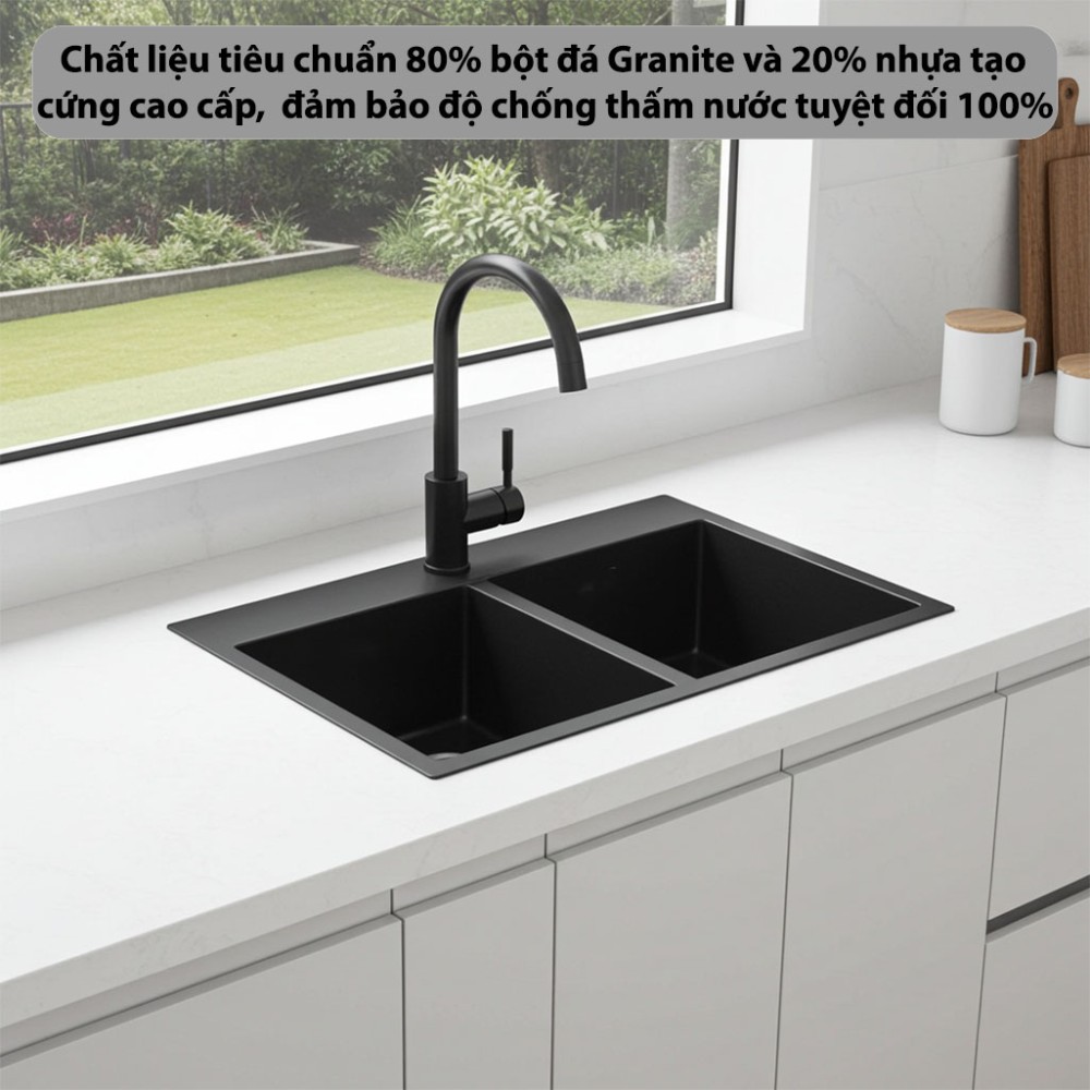 Chậu rửa đá đôi Kaff KF-MONDW-9050 - Hàng chính hãng
