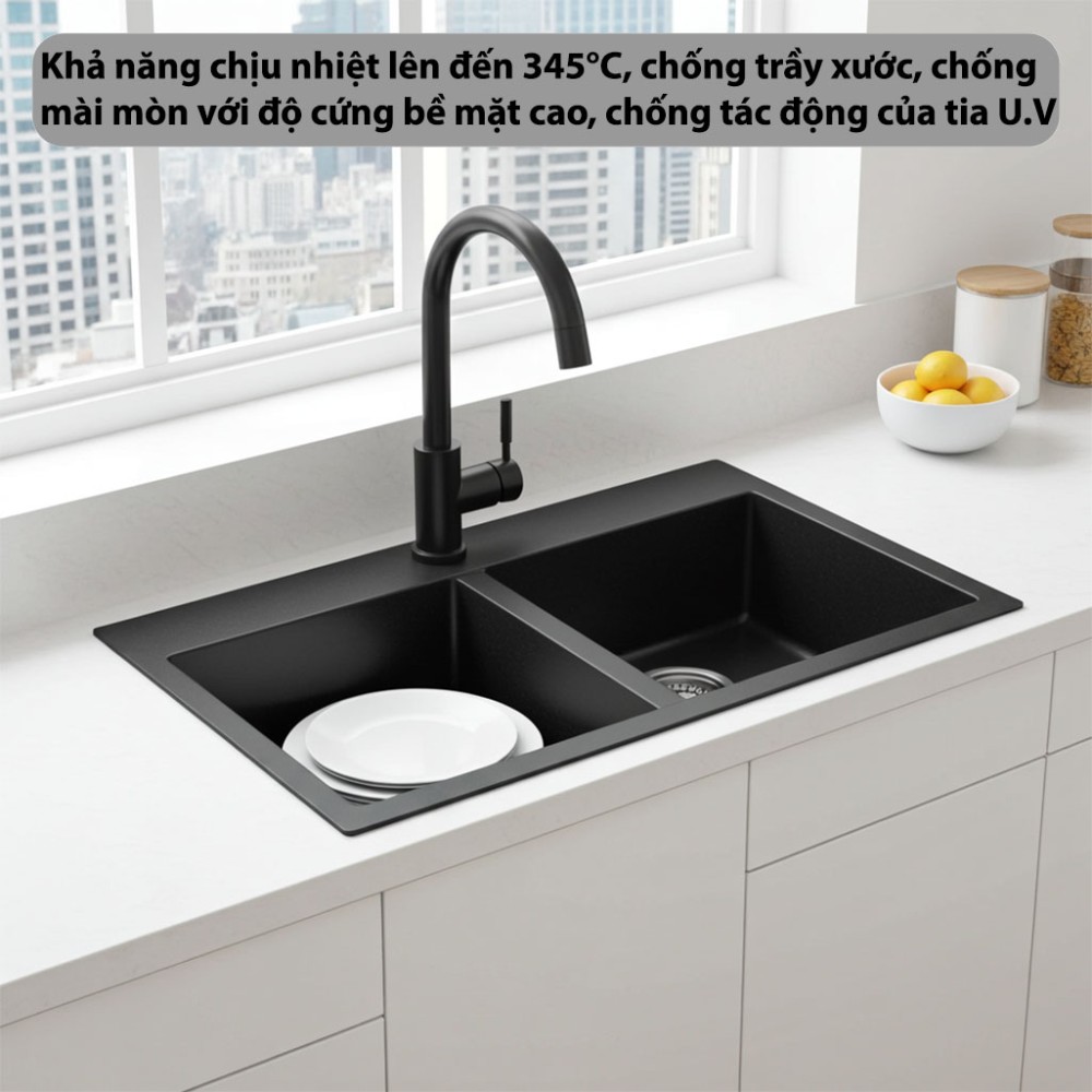 Chậu rửa đá đôi Kaff KF-MONDW-9050 - Hàng chính hãng