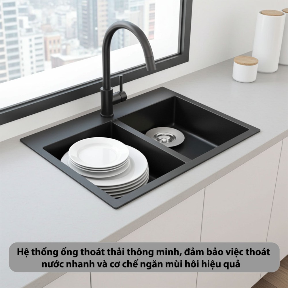 Chậu rửa đá đôi Kaff KF-MONDW-9050 - Hàng chính hãng