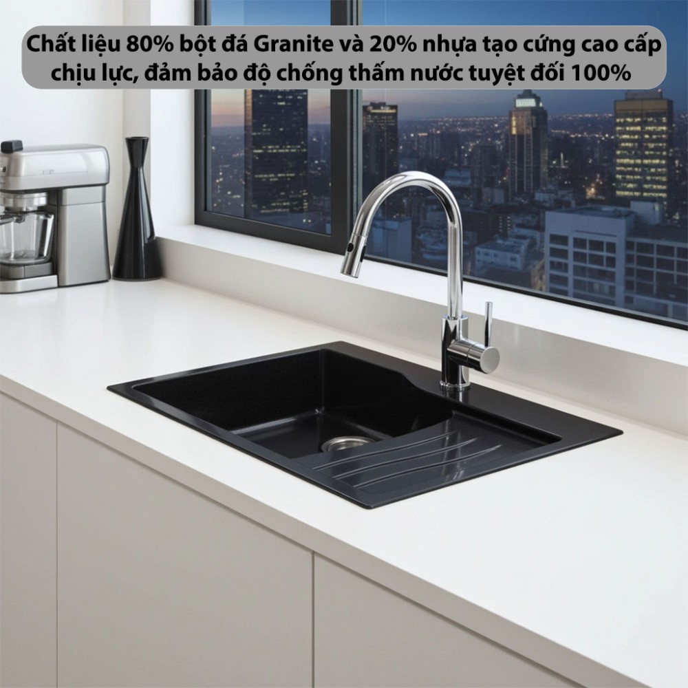 Chậu rửa đá đơn Kaff GRANITE KF-8246SY - Hàng chính hãng