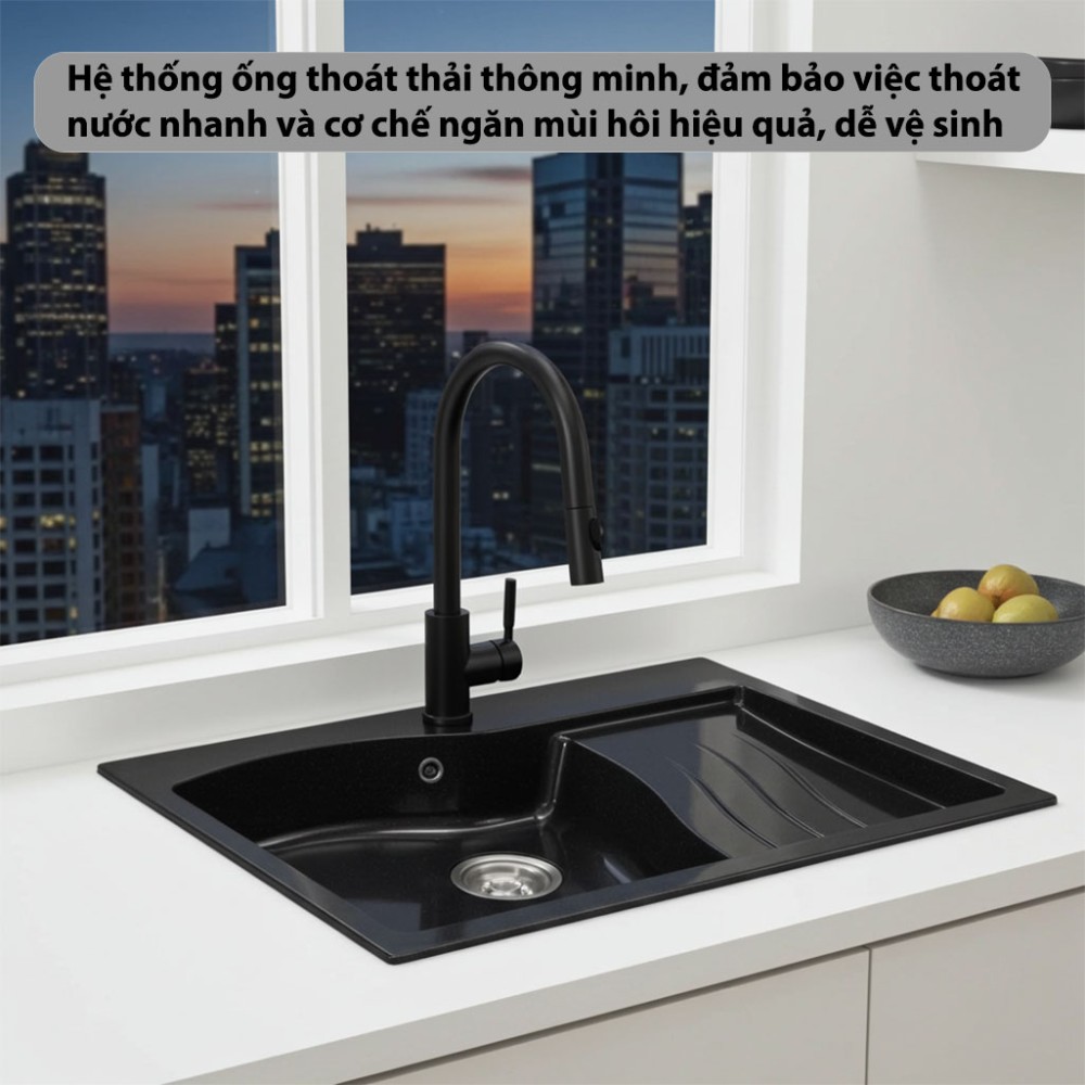 Chậu rửa đá đơn Kaff GRANITE KF-8246SY - Hàng chính hãng
