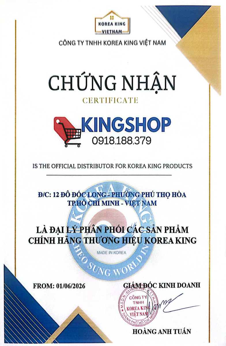 KingShop – Đại lý chính thức Korea King, cam kết hàng chính hãng, giá trị thật, phục vụ tận tâm.