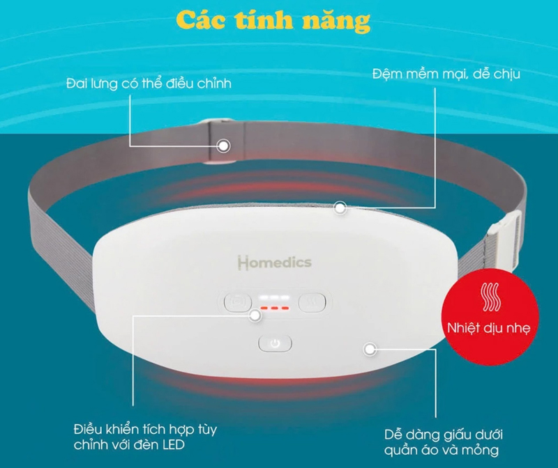  Đai massage bụng lưng Homedics WMH-200H - Hàng chính hãng