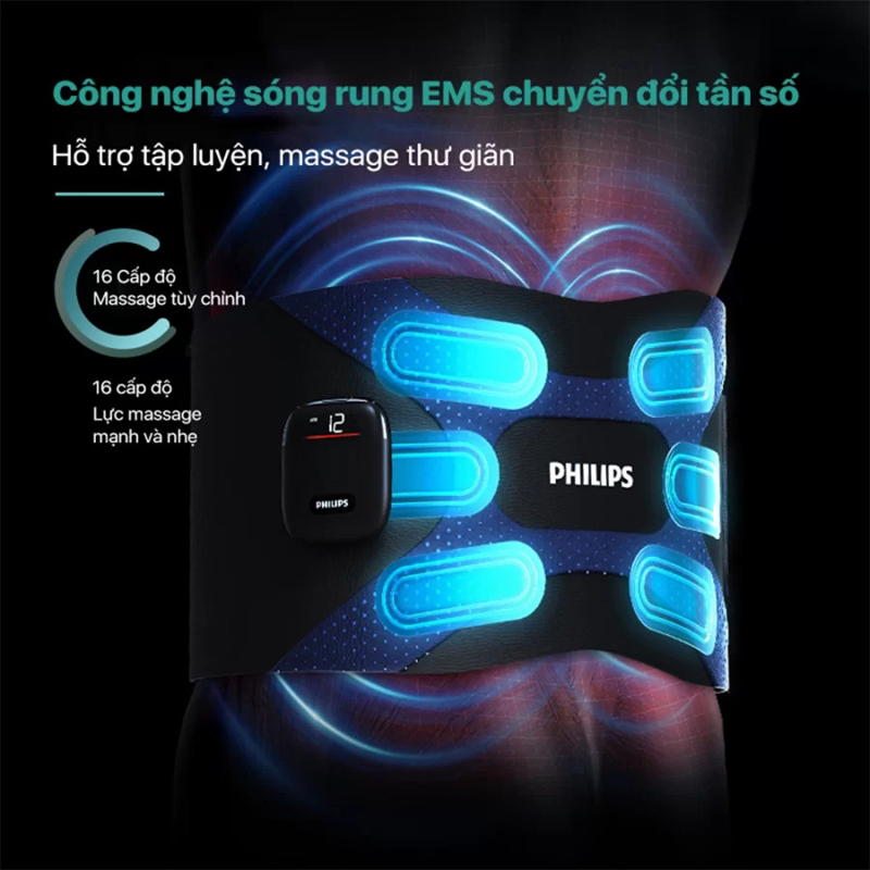 công nghệ sóng rung EMS chuyển đổi tần số với 6 chế độ massage xung điện và 16 cấp độ massage