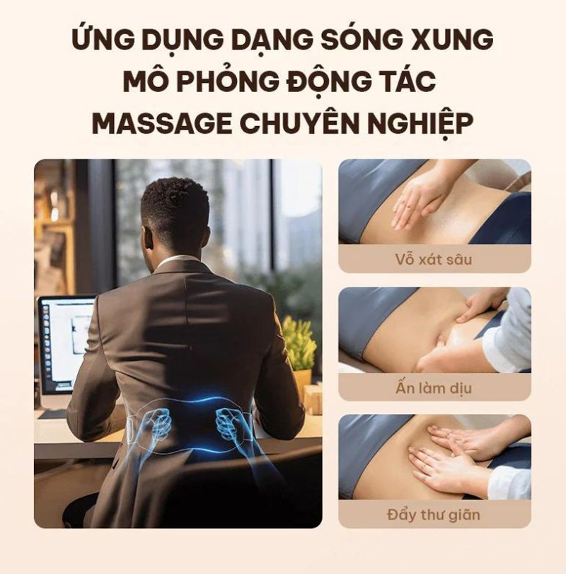 Mô phỏng động tác chuyên nghiệp thực hiện bằng tay người, giúp thư giãn thoải mái