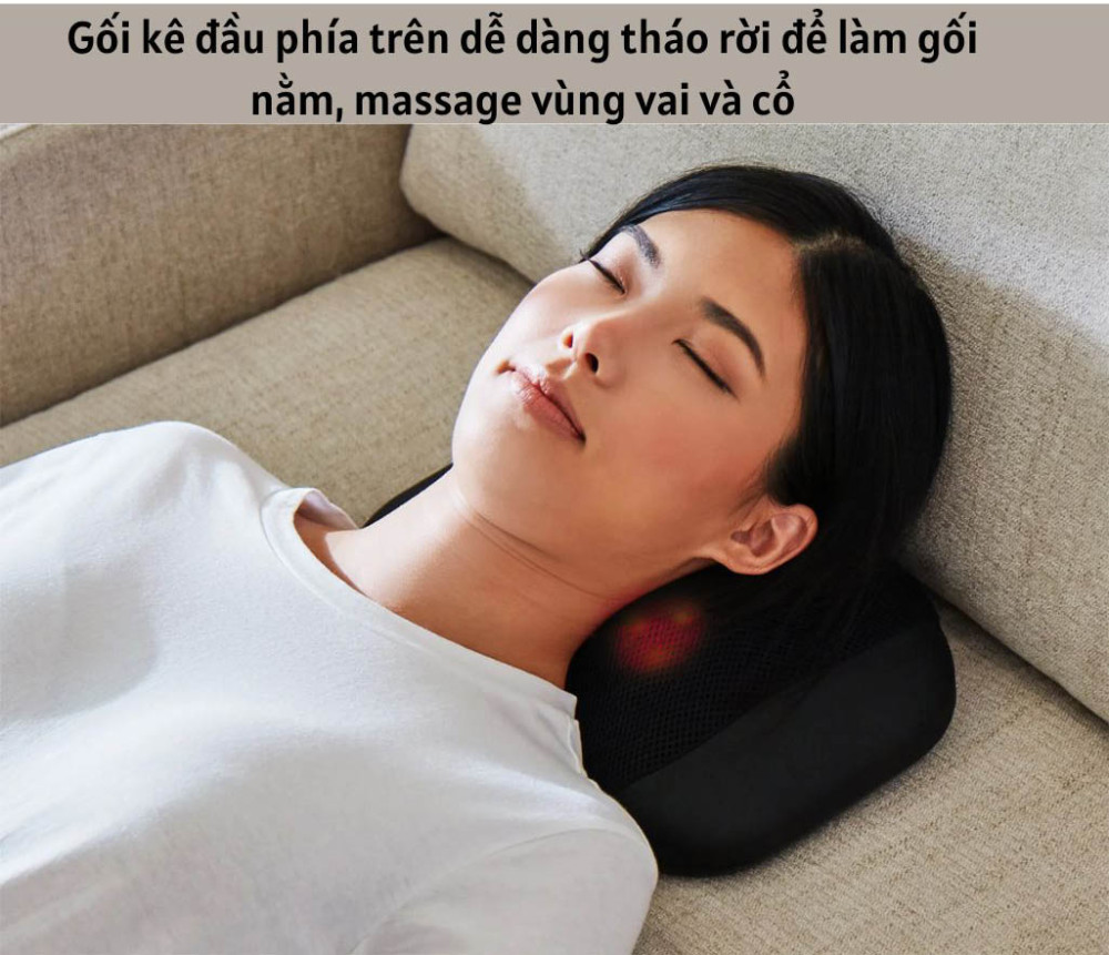 Gối tựa đầu phía trên dễ dàng tháo rời dể làm gối nằm