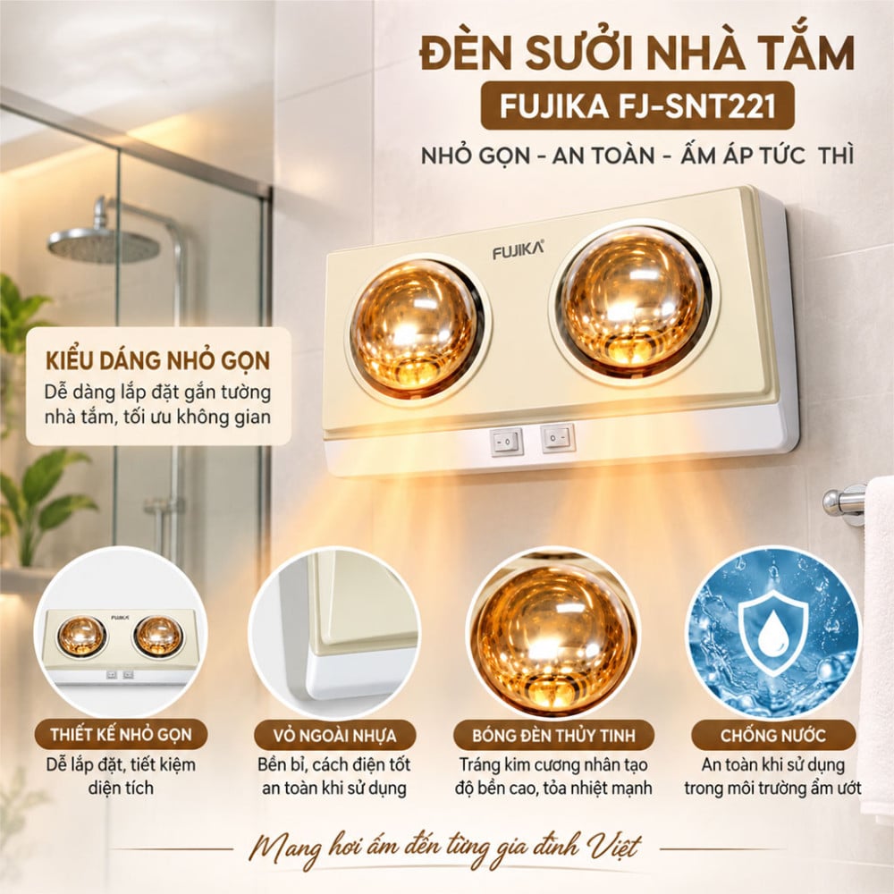 Đèn sưởi nhà tắm Fujika FJ-SNT221 - Hàng chính hãng
