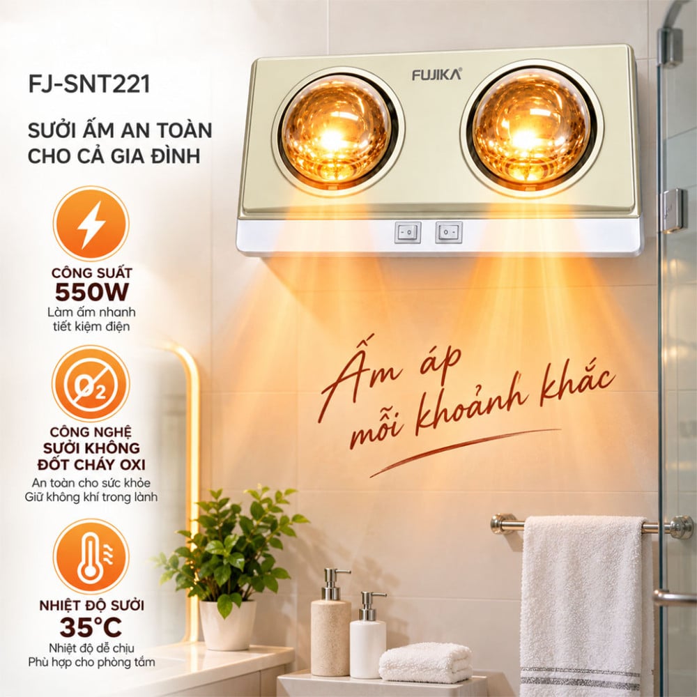Đèn sưởi nhà tắm Fujika FJ-SNT221 - Hàng chính hãng