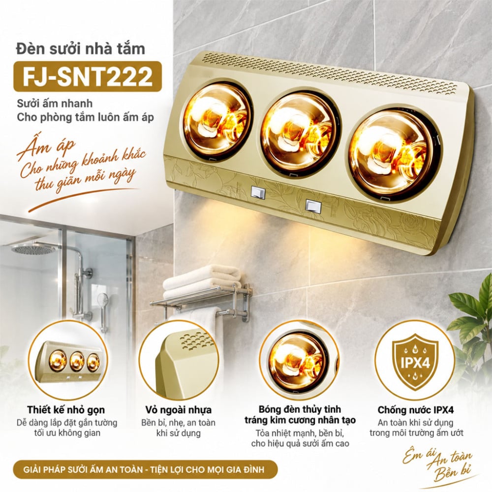 Đèn sưởi nhà tắm Fujika FJ-SNT222 - Hàng chính hãng