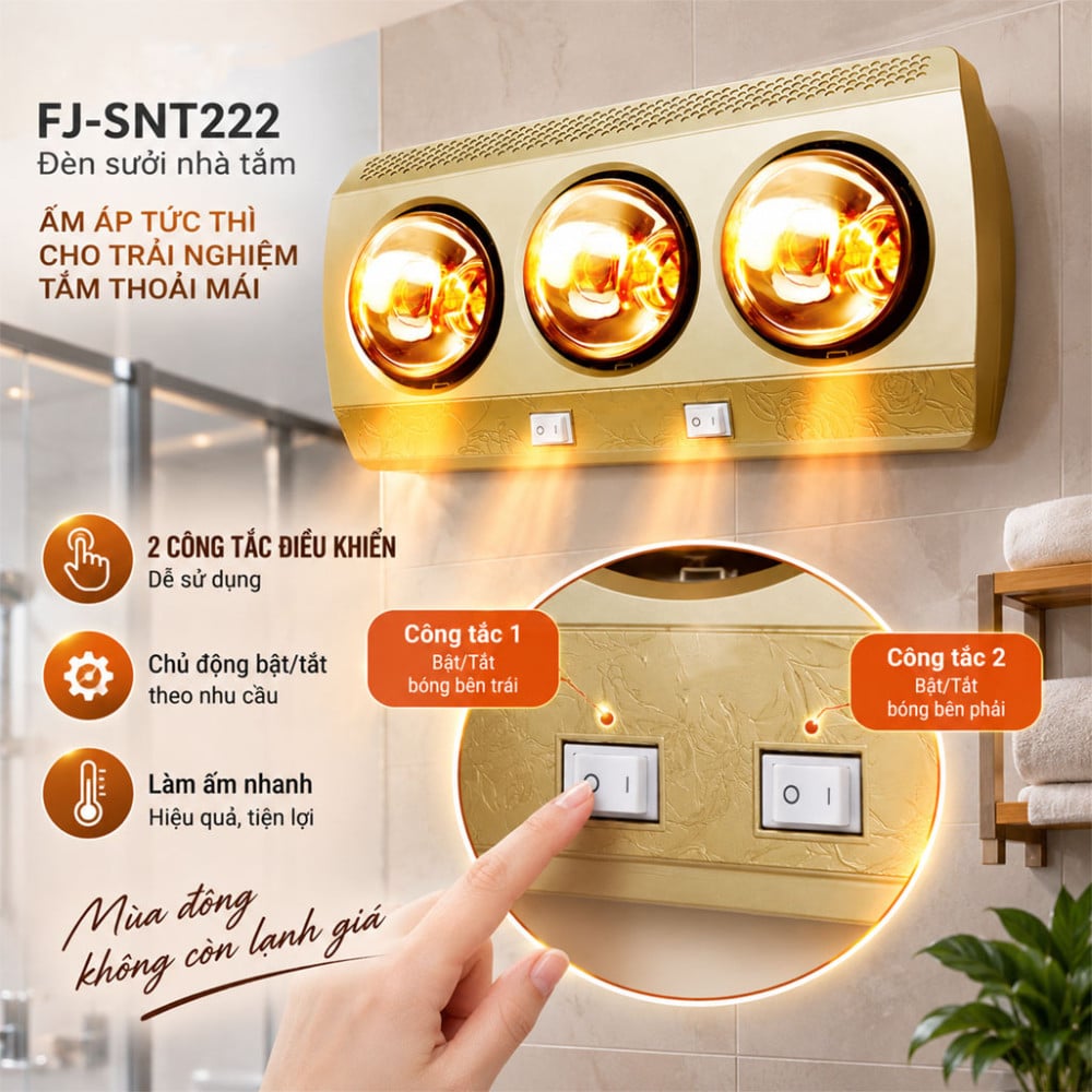 Đèn sưởi nhà tắm Fujika FJ-SNT222 - Hàng chính hãng