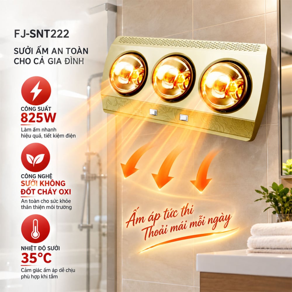 Đèn sưởi nhà tắm Fujika FJ-SNT222 - Hàng chính hãng