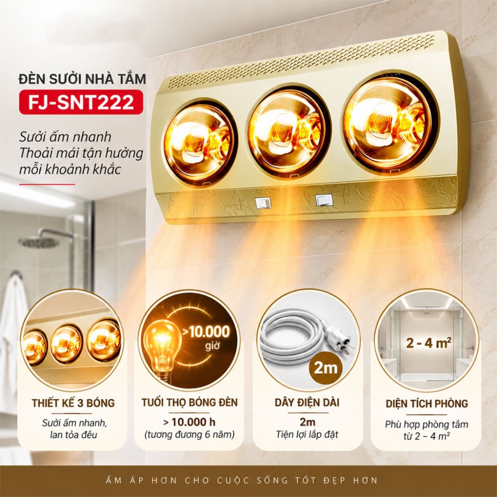 Đèn sưởi nhà tắm Fujika FJ-SNT222 - Hàng chính hãng
