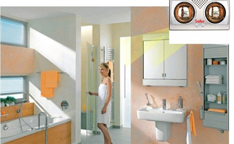 Thiết kế gắn tường tiện lợi của đèn sưởi nhà tắm Saiko BH-2551H