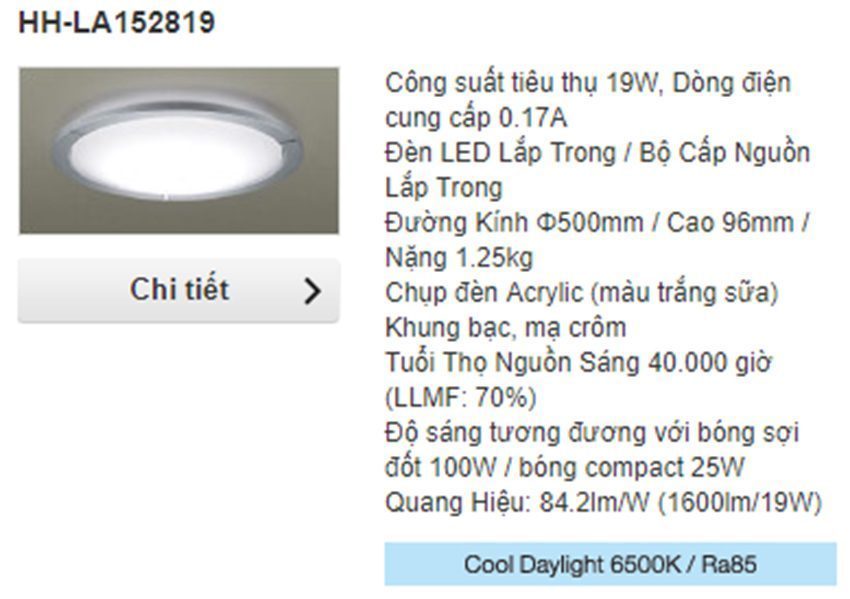 Chi tiết của đèn trần Led cỡ trung Panasonic HH-LA152819